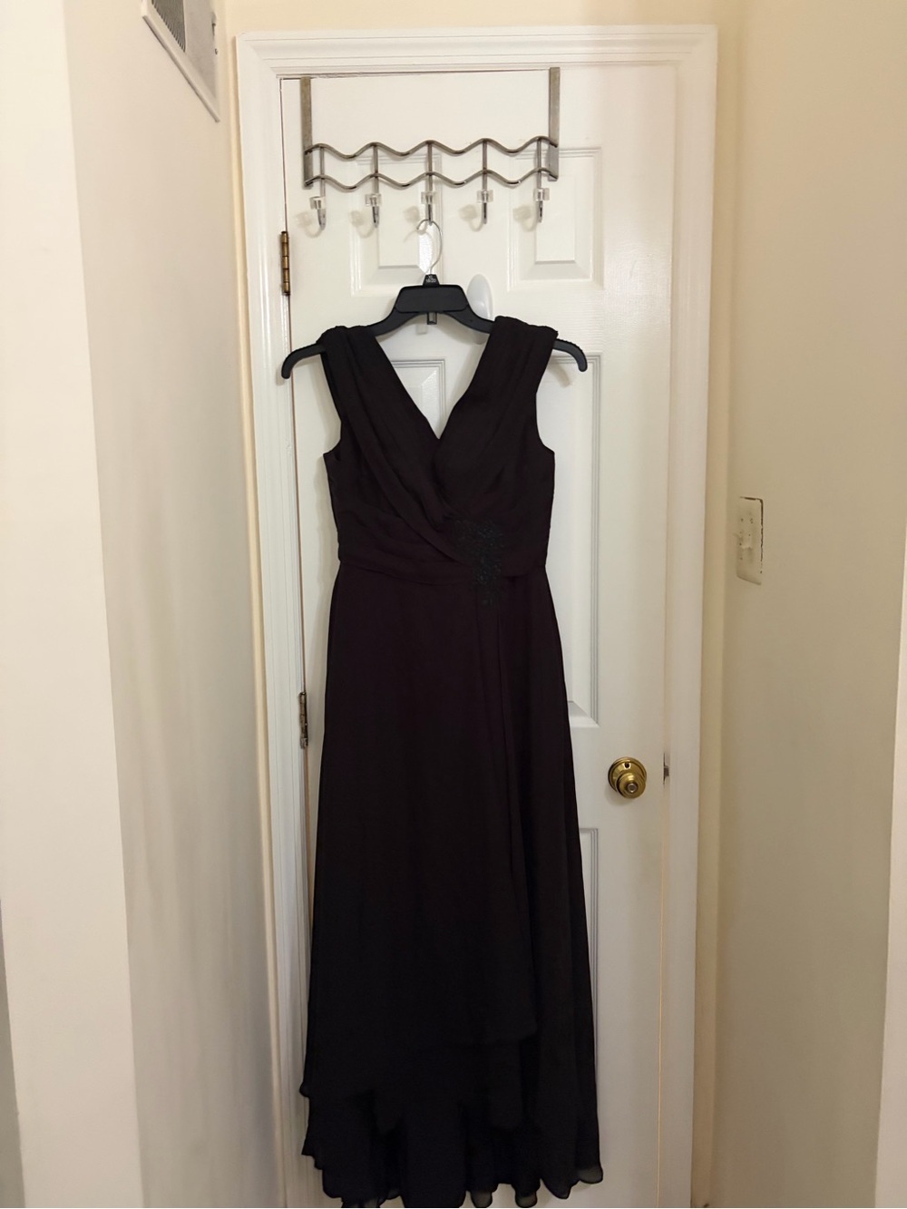 Sleeveless Black Maxi Dress with Draped V-Neck